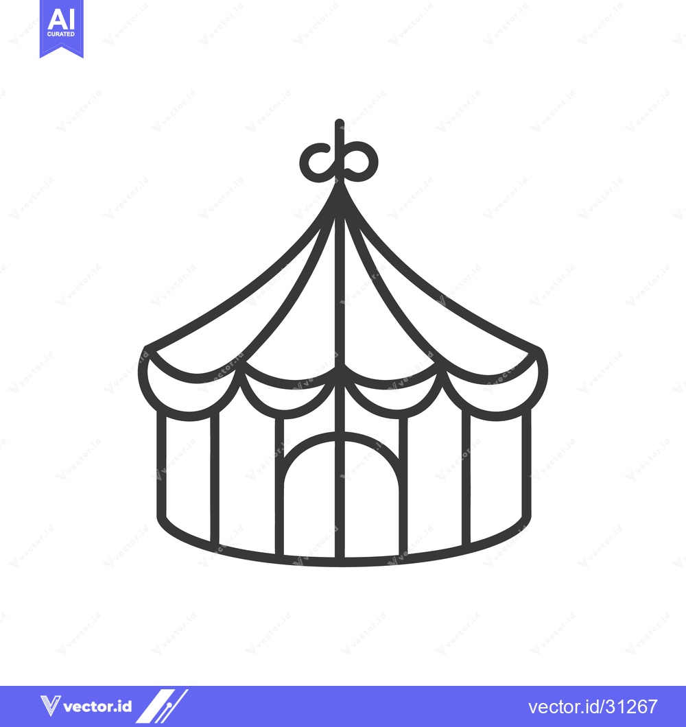 Premium Vector of A simple line drawing of a circus style tent structure