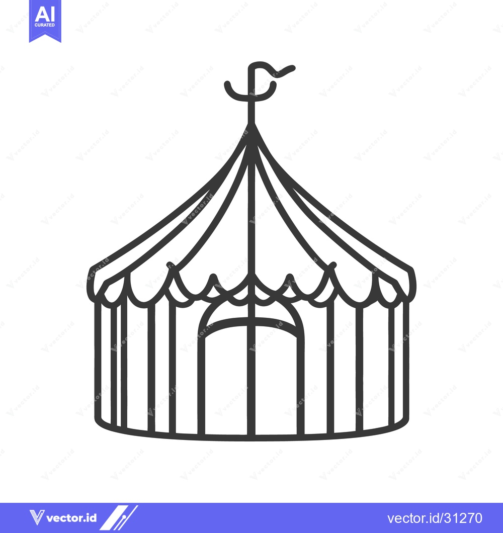 Premium Vector of A simple black and white illustration of a circus tent