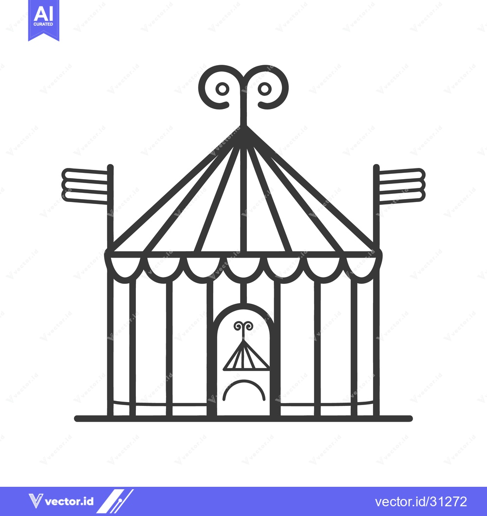 Premium Vector of A simplified black and white illustration of a large tent structure