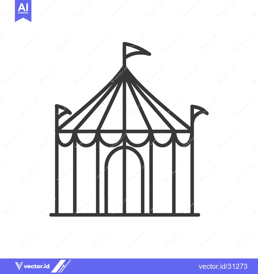 Premium Vector of Simple outlined illustration of a tent with flags on top