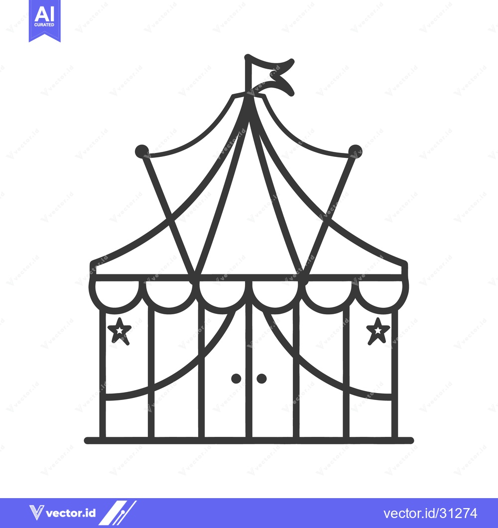 Premium Vector dari A black and white illustration of a festive circus tent