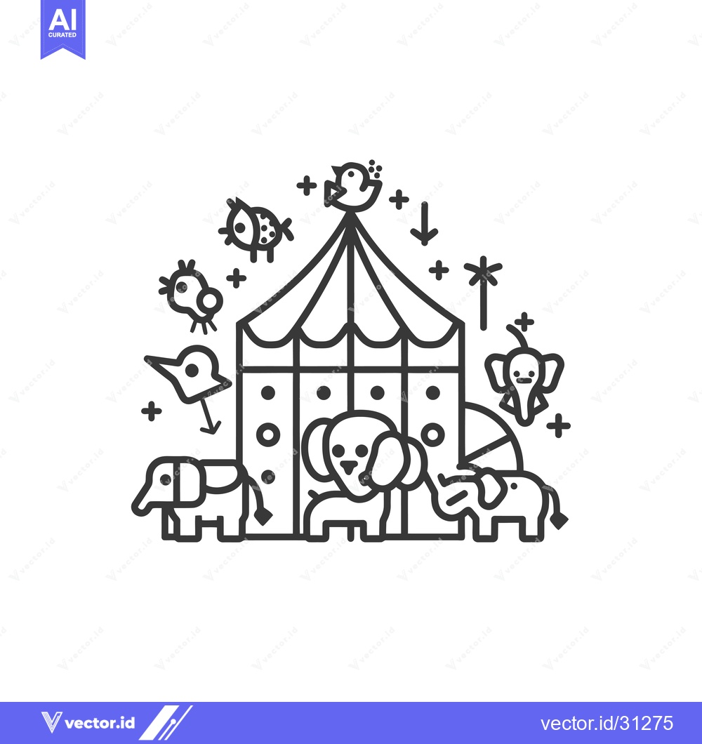 Premium Vector of Circus Tent With Animals and Decorations