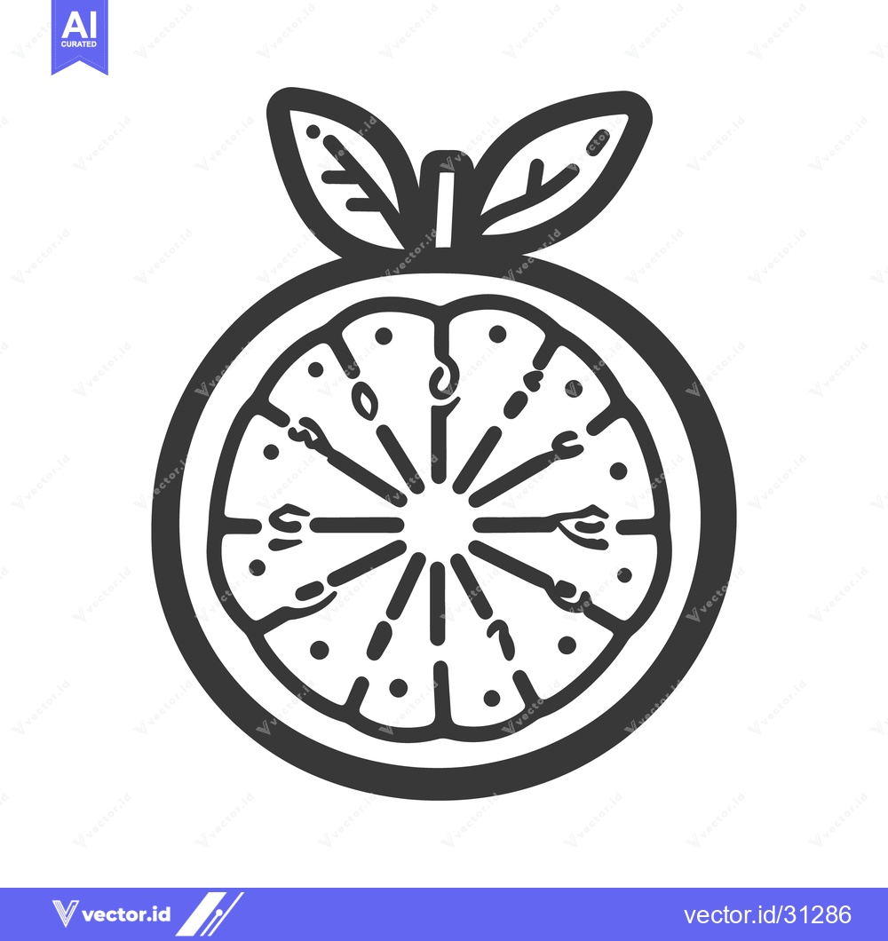 Premium Vector of A graphic illustration depicting a cut citrus fruit with leaves