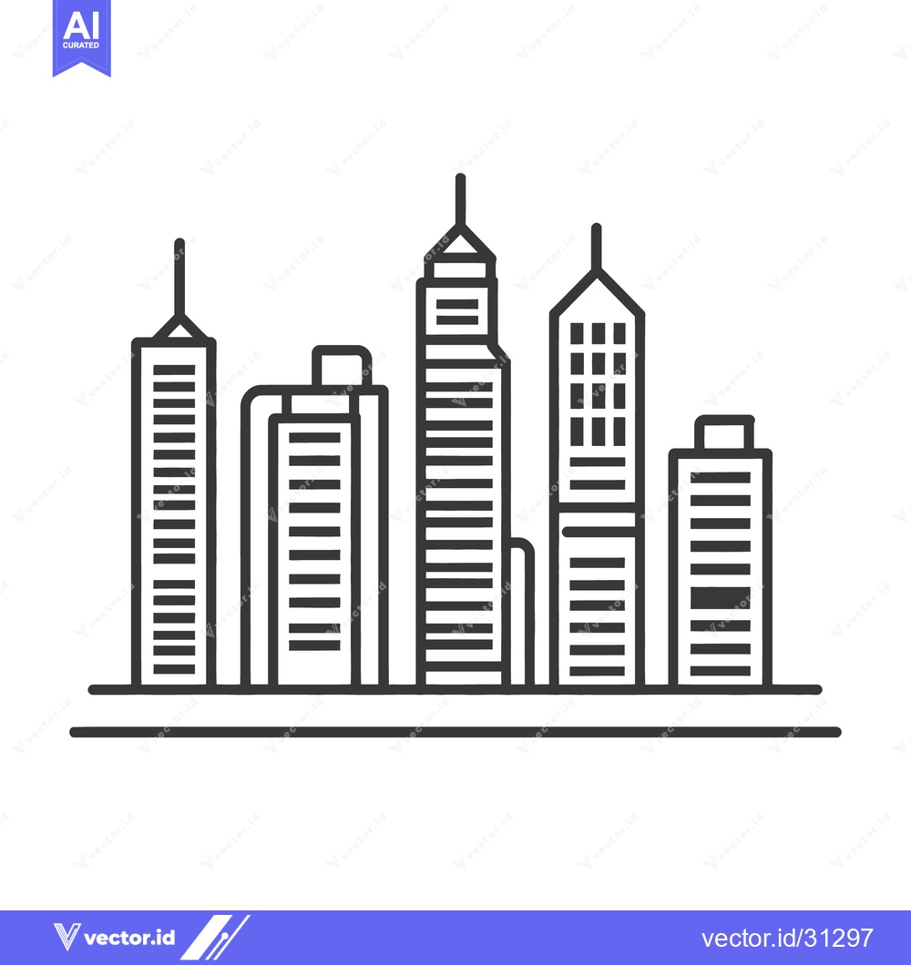 Premium Vector dari Minimalistic illustration of a cityscape with several modern buildings