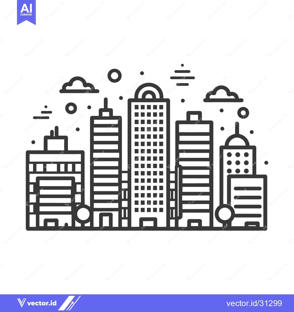 Premium Vector dari Simple black and white illustration of a modern city skyline