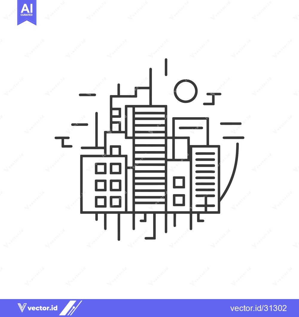 Premium Vector dari Cityscape Illustration with Minimalist Line Art Style
