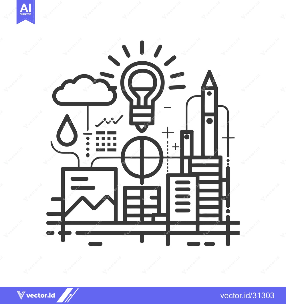 Premium Vector of Cityscape with a Lightbulb Illustrating an Idea