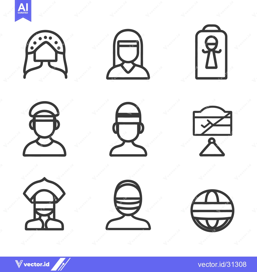 Premium Vector dari Several simple line drawing icons representing various human figures a