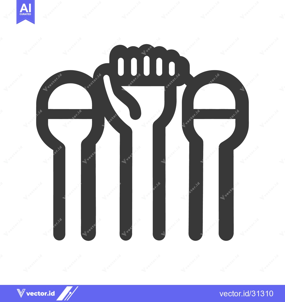 Premium Vector dari A black outlined graphic of microphones and a raised fist