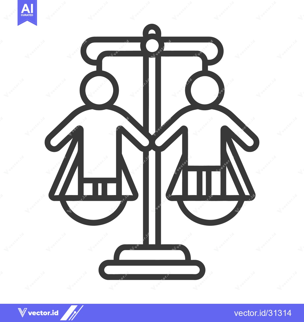 Premium Vector dari Simple icon showing people on scales representing fairness and equalit