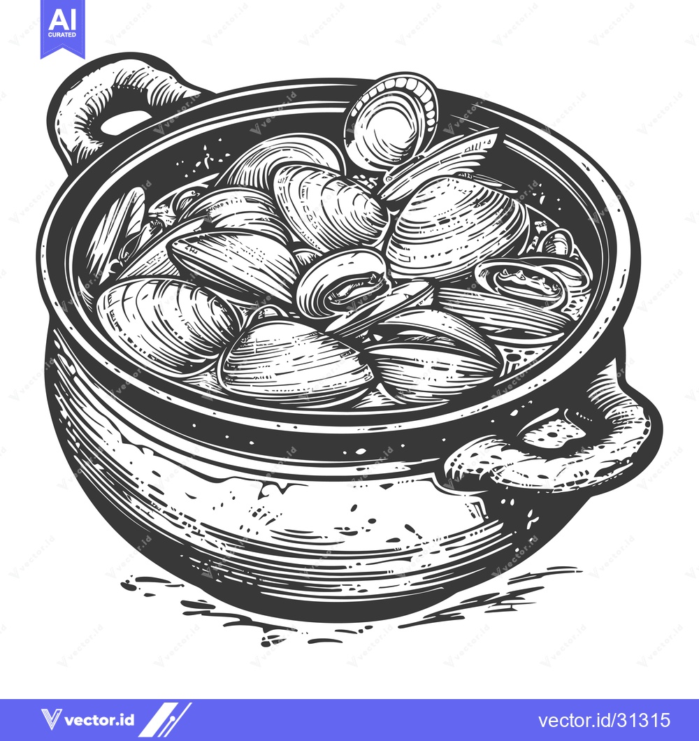 Premium Vector of A pot of delicious clams ready to eat