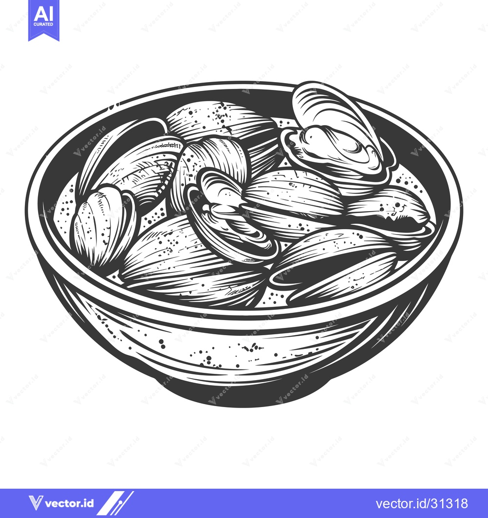 Premium Vector of A Bowl of Steamed Clams Ready to Eat