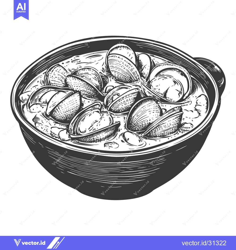 Premium Vector dari Delicious Clam Chowder in a Rustic Bowl
