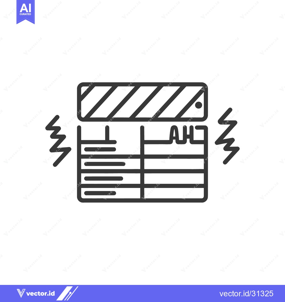 Premium Vector dari Simple clapperboard icon with soundwaves depicting a film production