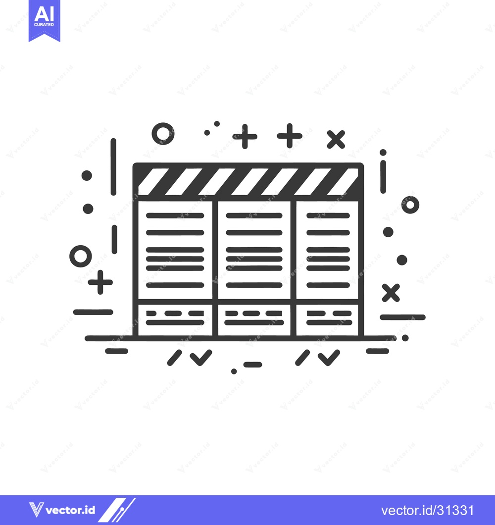 Premium Vector dari A black and white graphic representation of a clapperboard