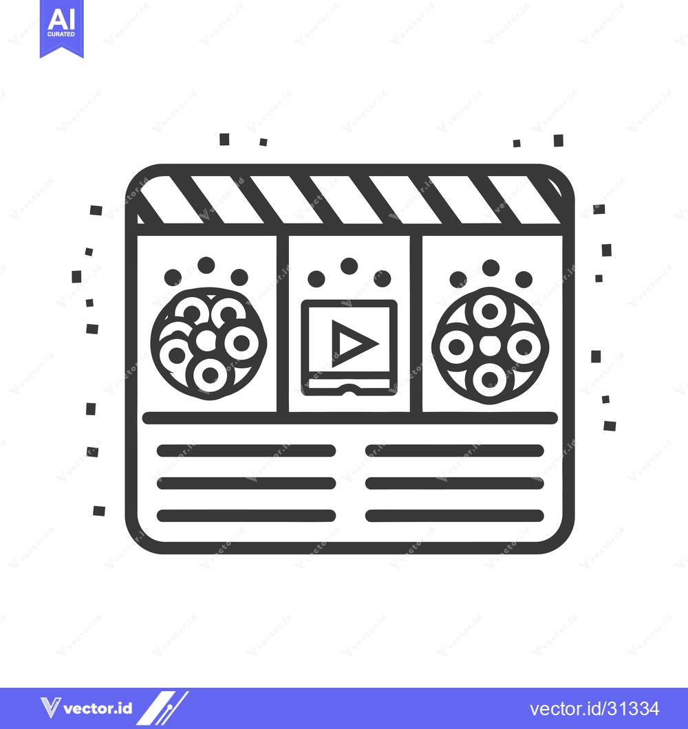 Premium Vector dari Clapperboard with Film Reels and Play Button Icon