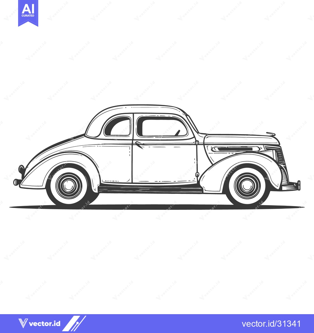 Premium Vector of A classic black and white illustration depicting a vintage automobile