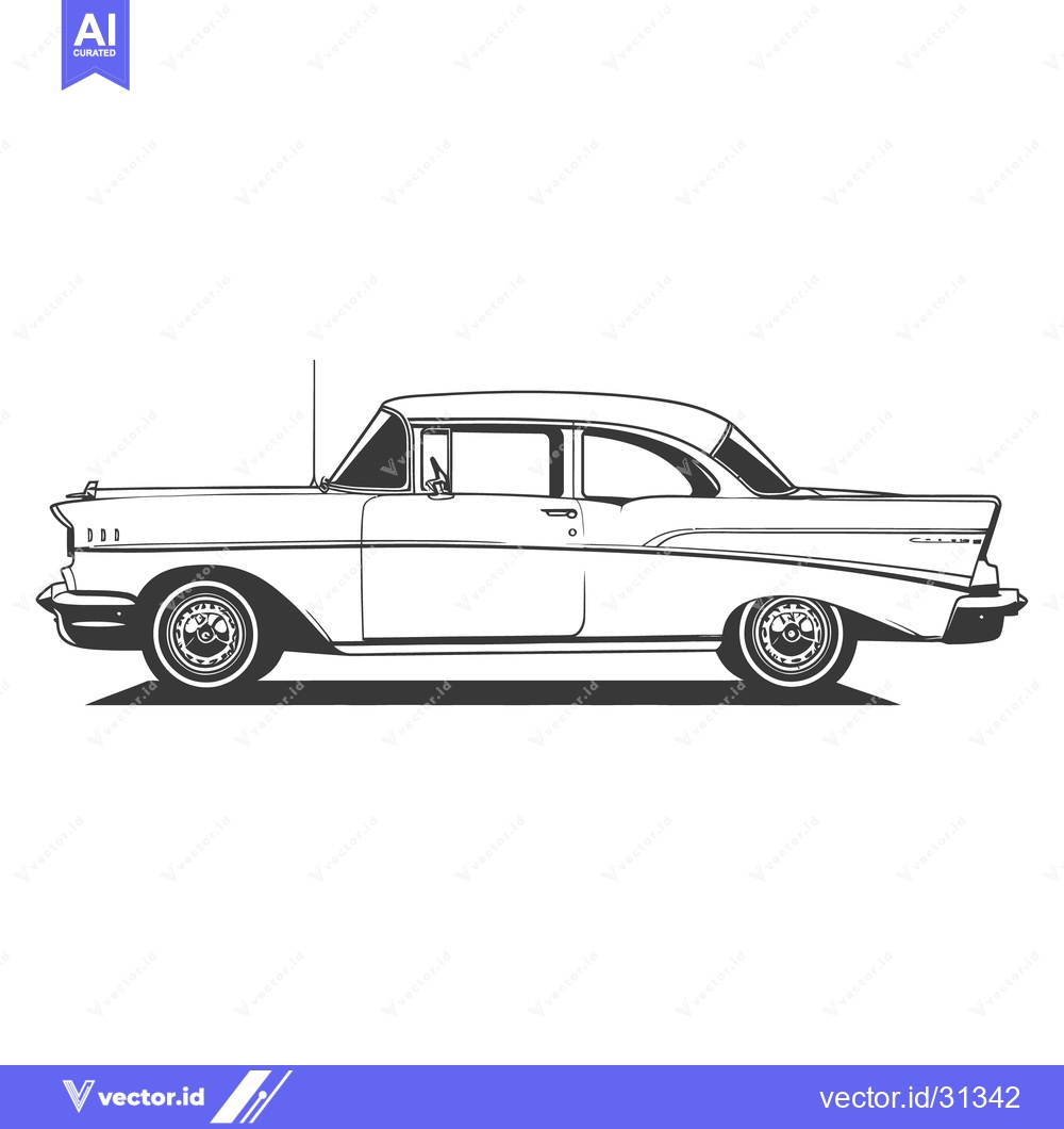Premium Vector dari An outlined illustration portraying a classic two door american automo
