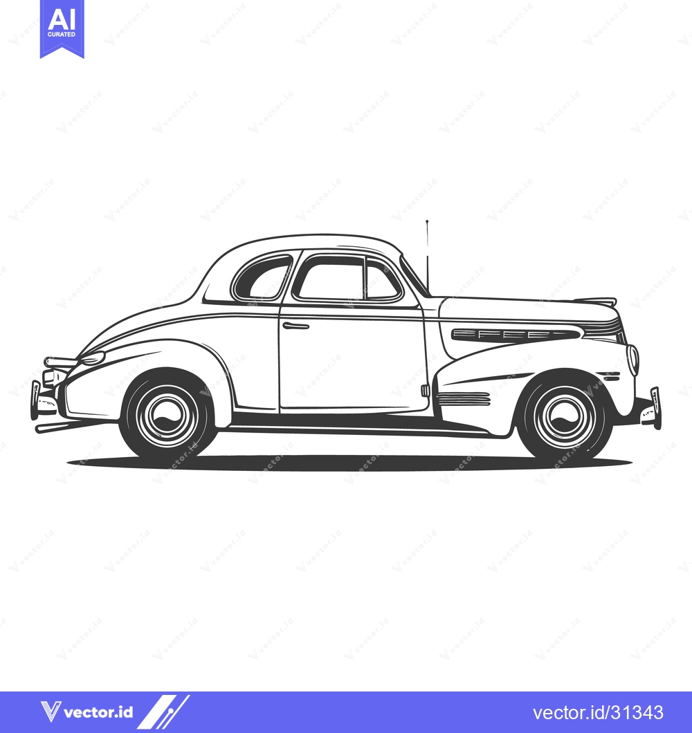 Premium Vector of A classic vintage automobile depicted in simple black and white lines