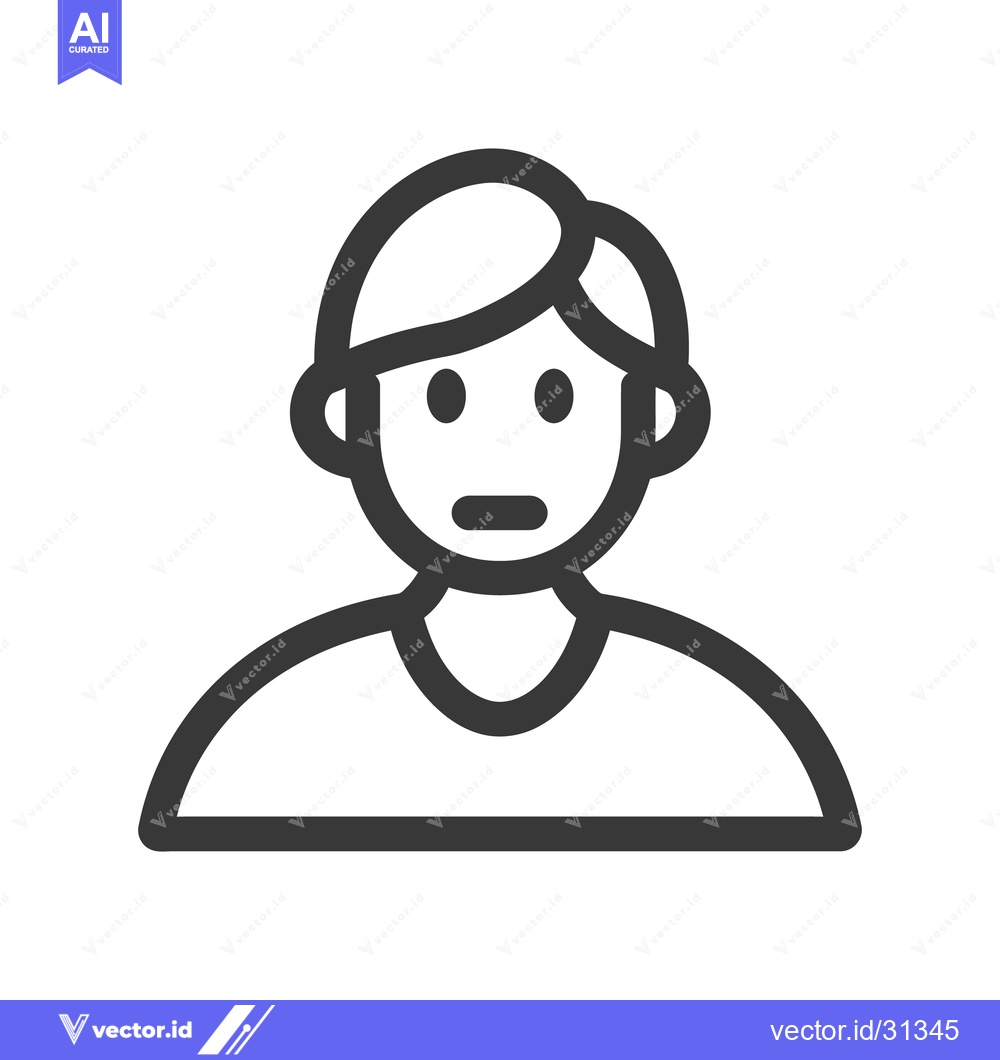 Premium Vector of Simple Icon Depicting A Person With Hair And Basic Features