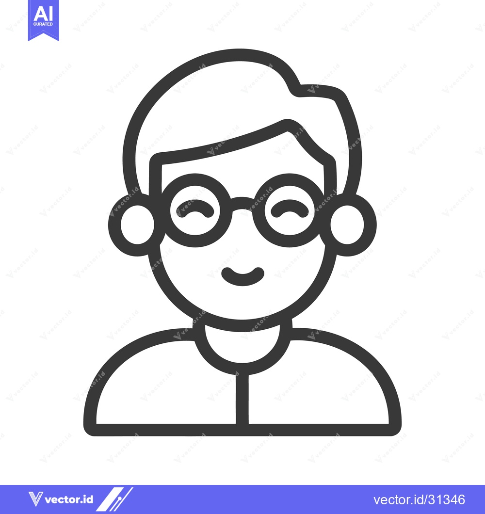 Premium Vector dari A simple line drawing of a smiling person wearing glasses