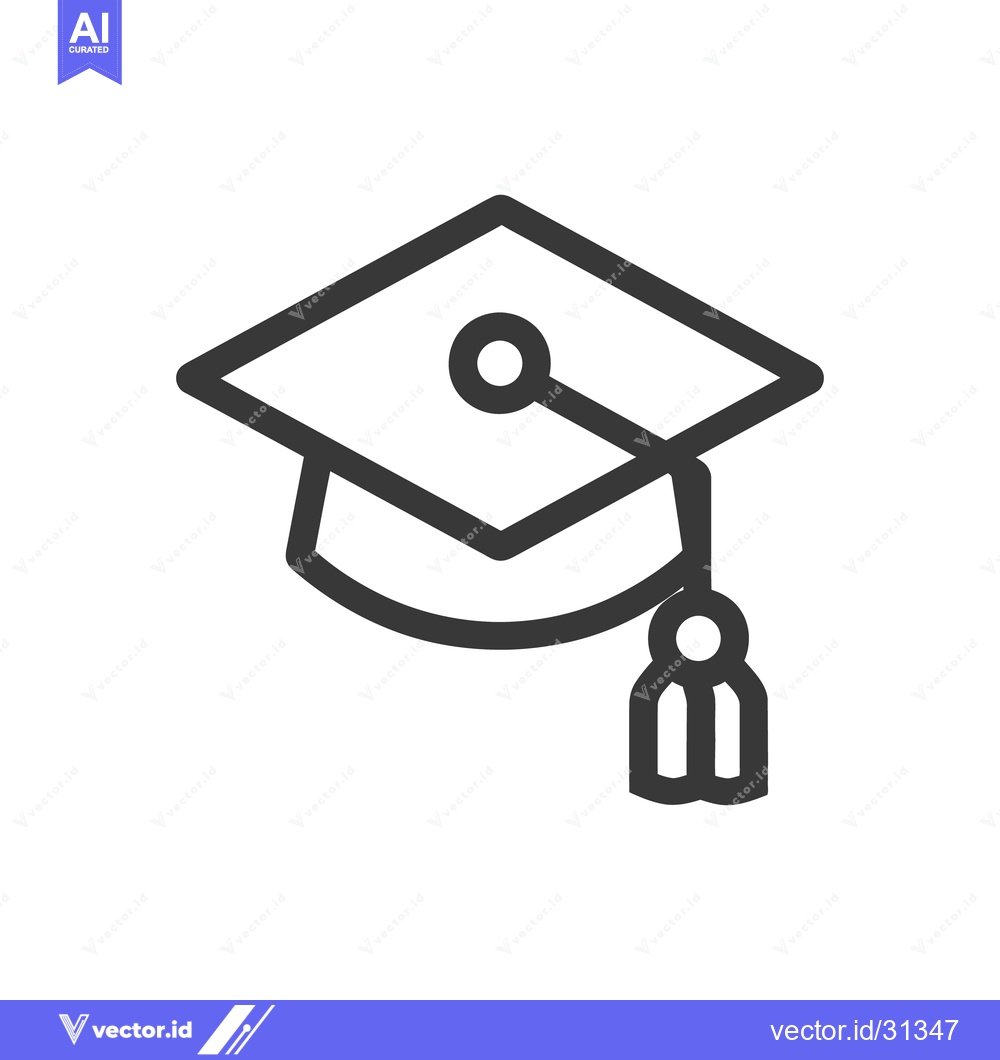 Premium Vector dari A simple black outline of a graduation mortarboard hat