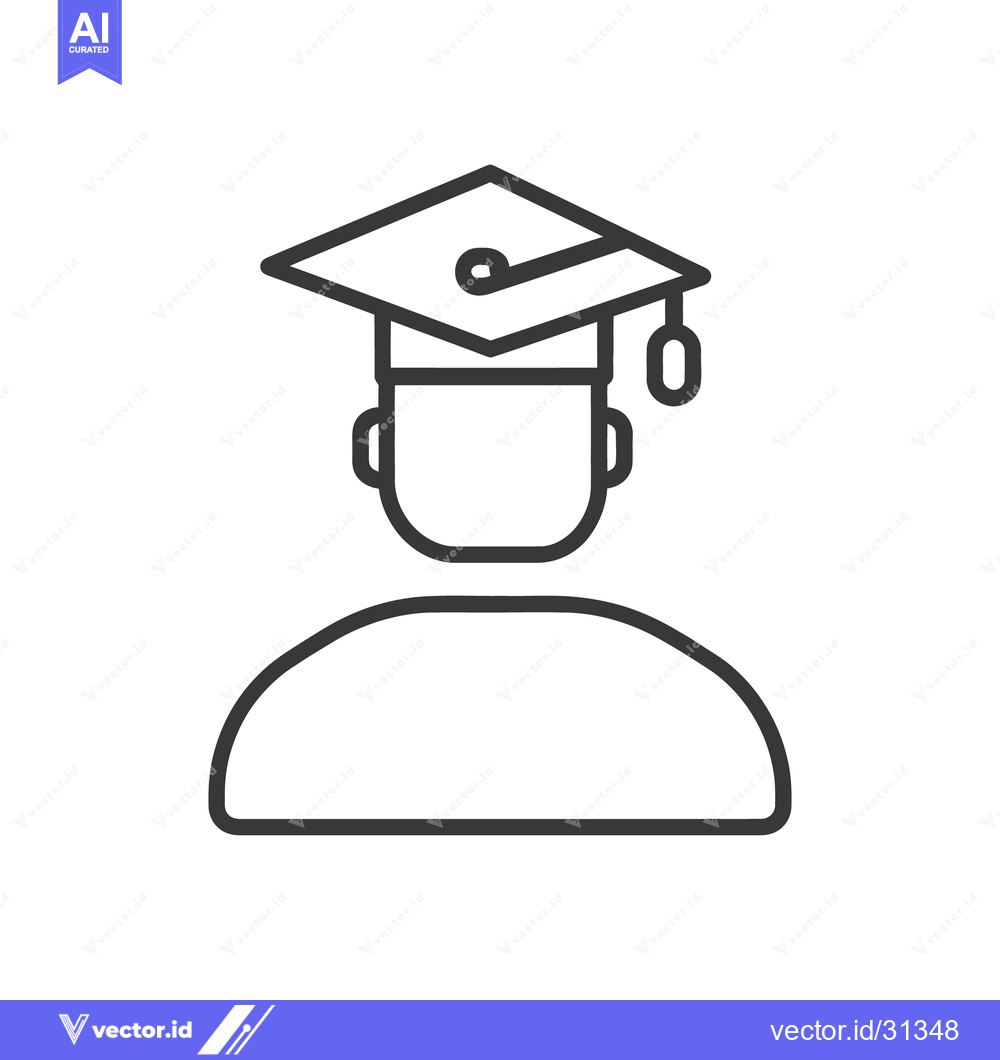 Premium Vector dari A simple line drawing depicting a graduate and their cap