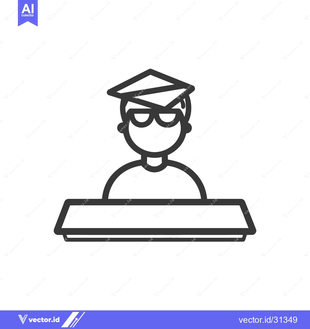 Premium Vector of A line drawing illustration of a person wearing a graduation cap