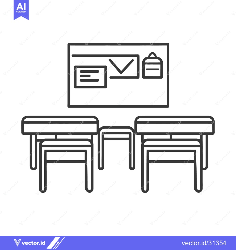 Premium Vector of An illustrative depiction of a classroom with desks and bulletin board