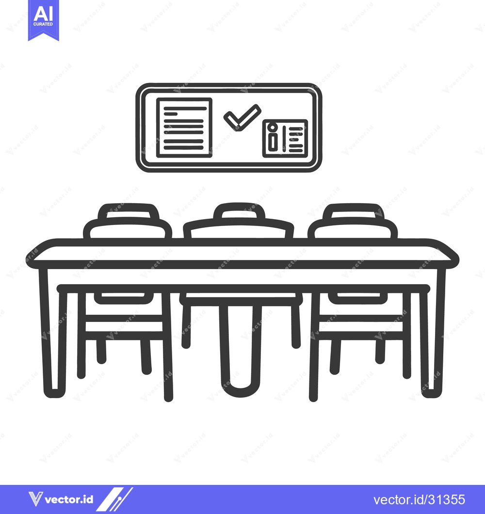 Premium Vector of A simple depiction of a meeting room with a whiteboard