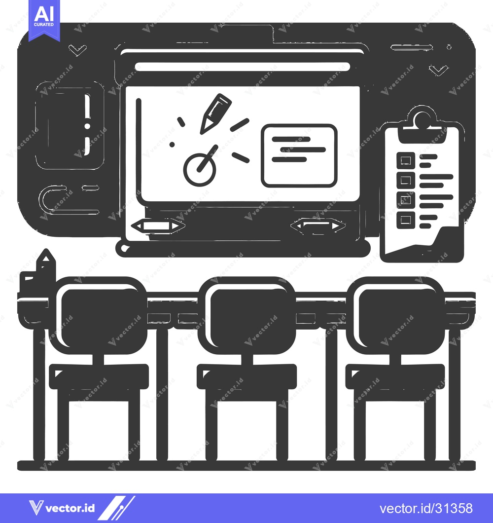 Premium Vector dari Classroom Setup with Whiteboard and Checklist
