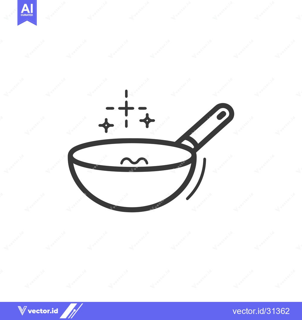 Premium Vector dari Cleaned Wok With Sparkles and Handle
