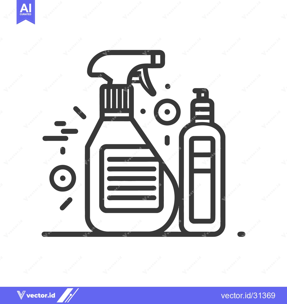Premium Vector dari Two bottles depicting cleaning supplies and household detergents in a