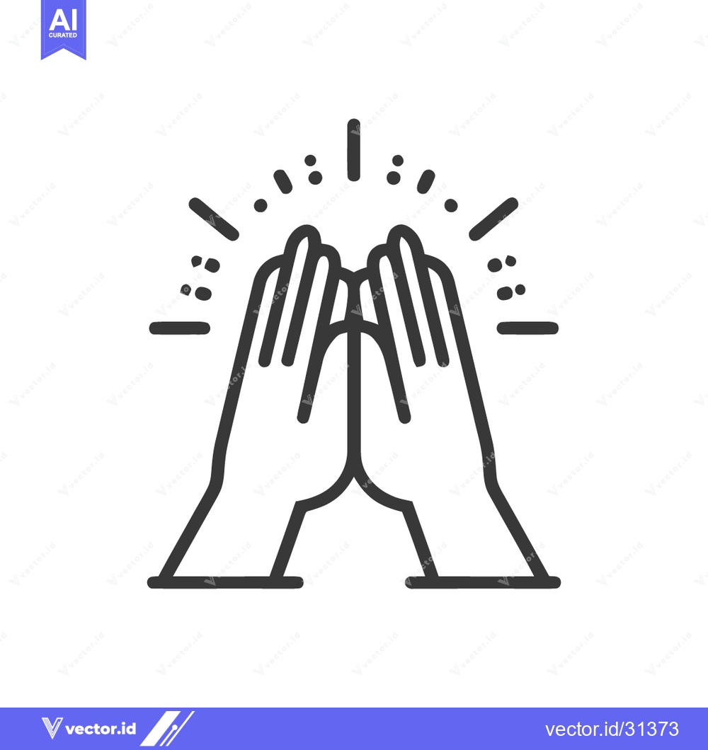 Premium Vector of High Five Icon: Minimalist Design with Celebration Sparkles, Outline S