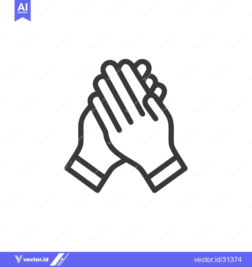 Premium Vector dari Line Art Icon: Two Hands Clapping in Applause
