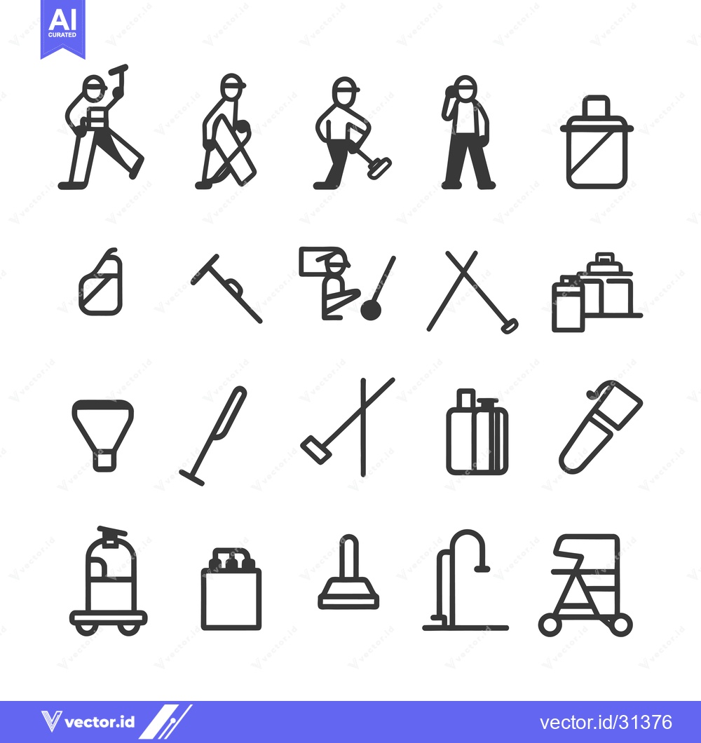 Premium Vector dari Cleaning and Maintenance Worker Icons
