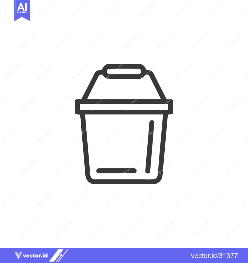 Premium Vector dari Minimalist Bucket Icon: Clean Line Art Illustration on White Backgroun