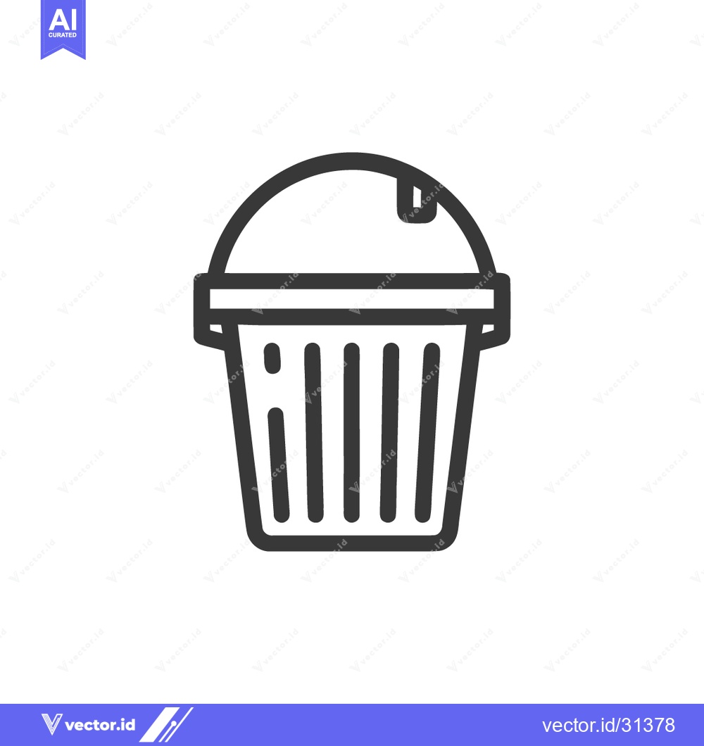Premium Vector of Minimalist Trash Can Icon: Clean Line Art for Waste Management Concept