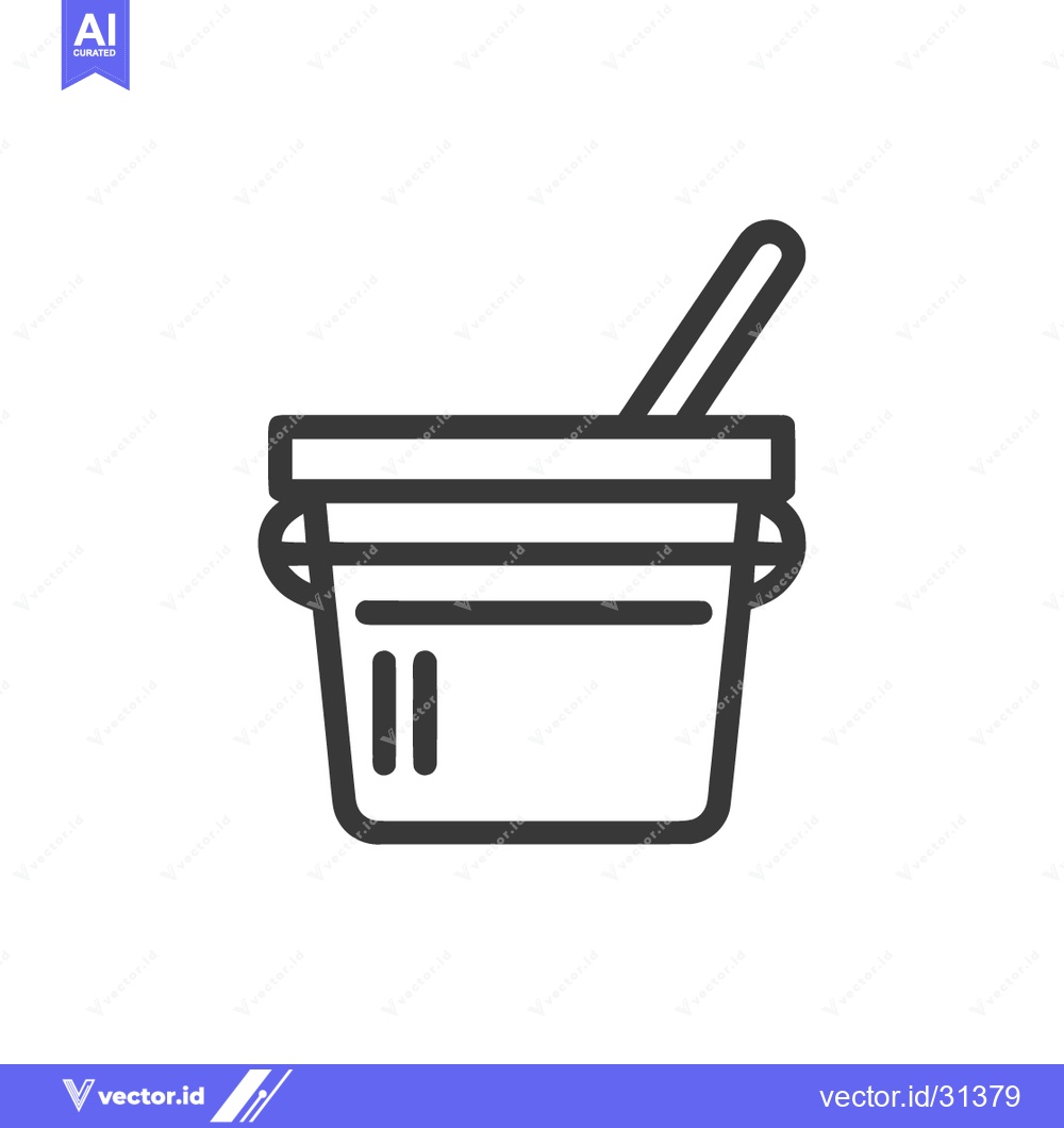 Premium Vector dari Minimalist Icon of Ice Bucket with Tongs, Black Outline on White