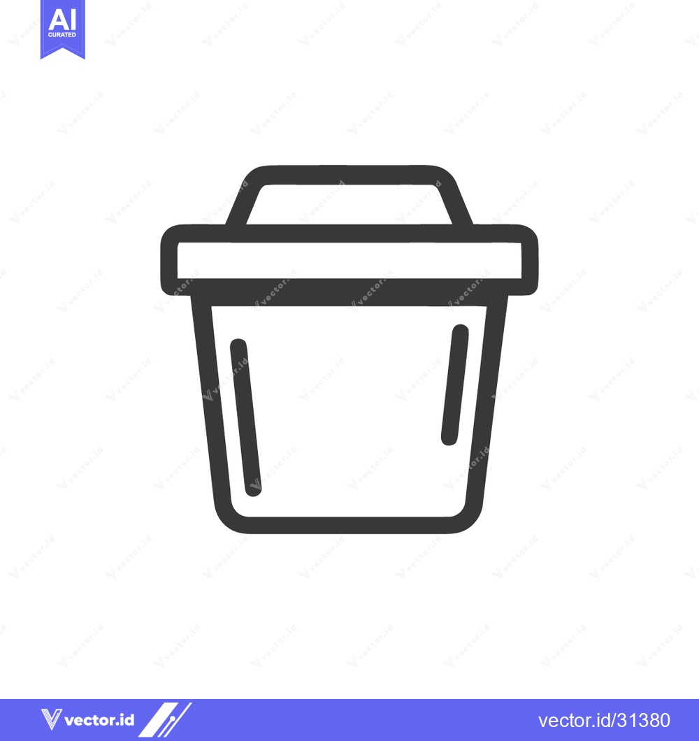 Premium Vector dari Minimalist Black Outline of a Rectangular Trash Can Icon on White