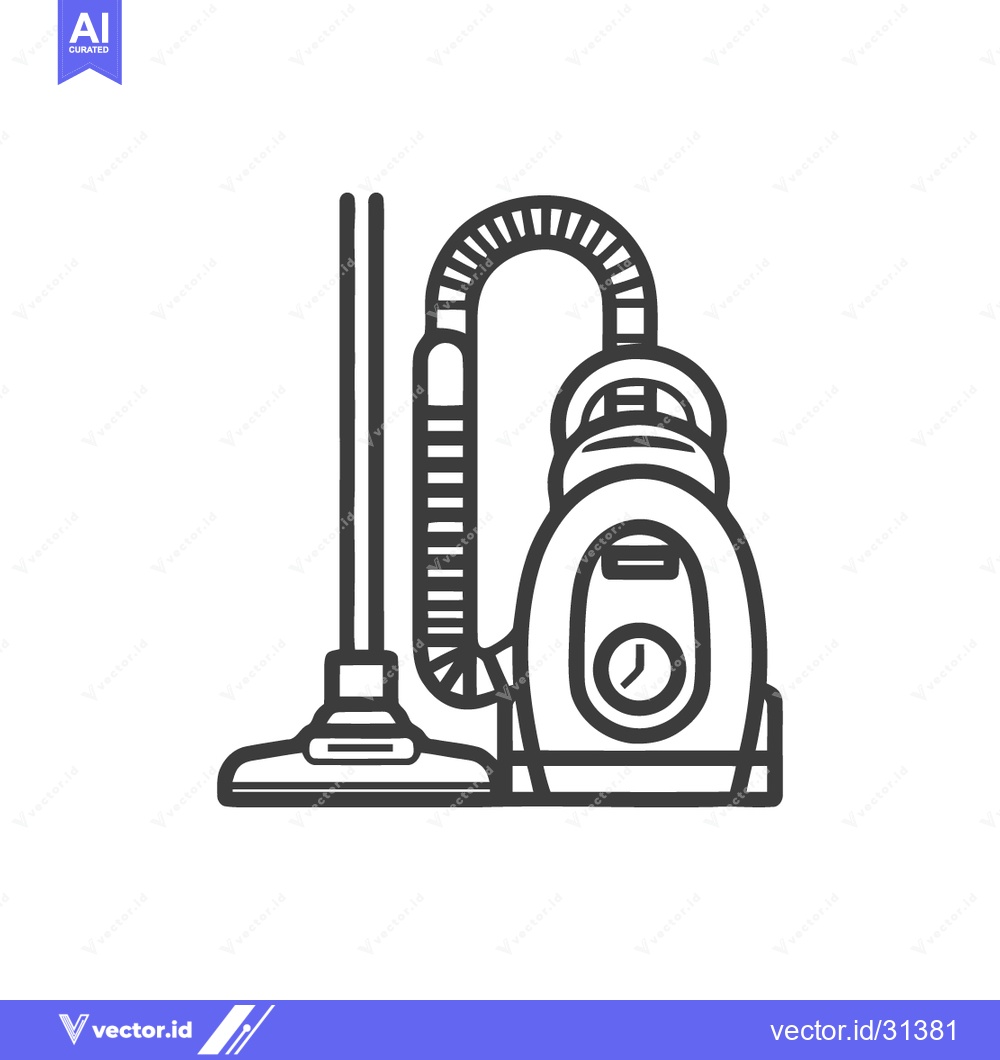 Premium Vector dari Vacuum Cleaner Line Art: Modern Home Appliance Icon Illustration