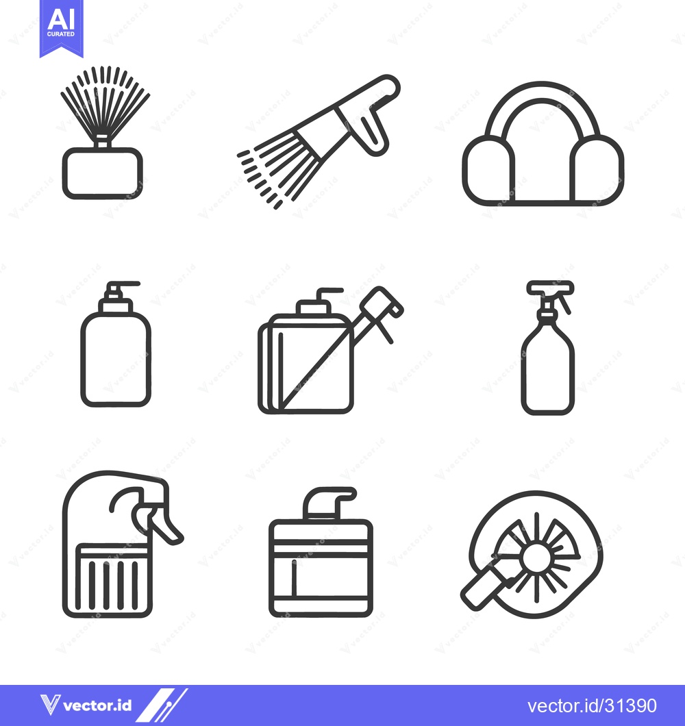 Premium Vector of Icons of cleaning tools and accessories against a white background