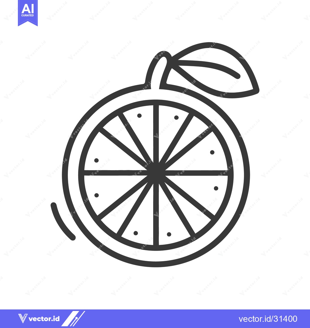 Premium Vector dari Simple black and white drawing of a sliced citrus fruit