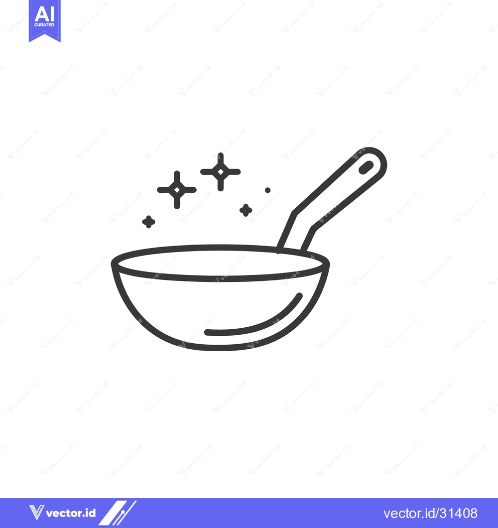 Premium Vector of Clean Wok with Handle and Stars