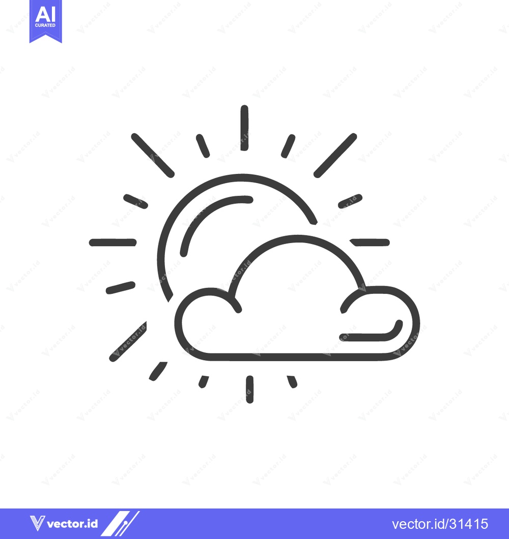 Premium Vector of Minimalist Sun and Cloud Icon: Weather Forecast Symbol in Linear Style