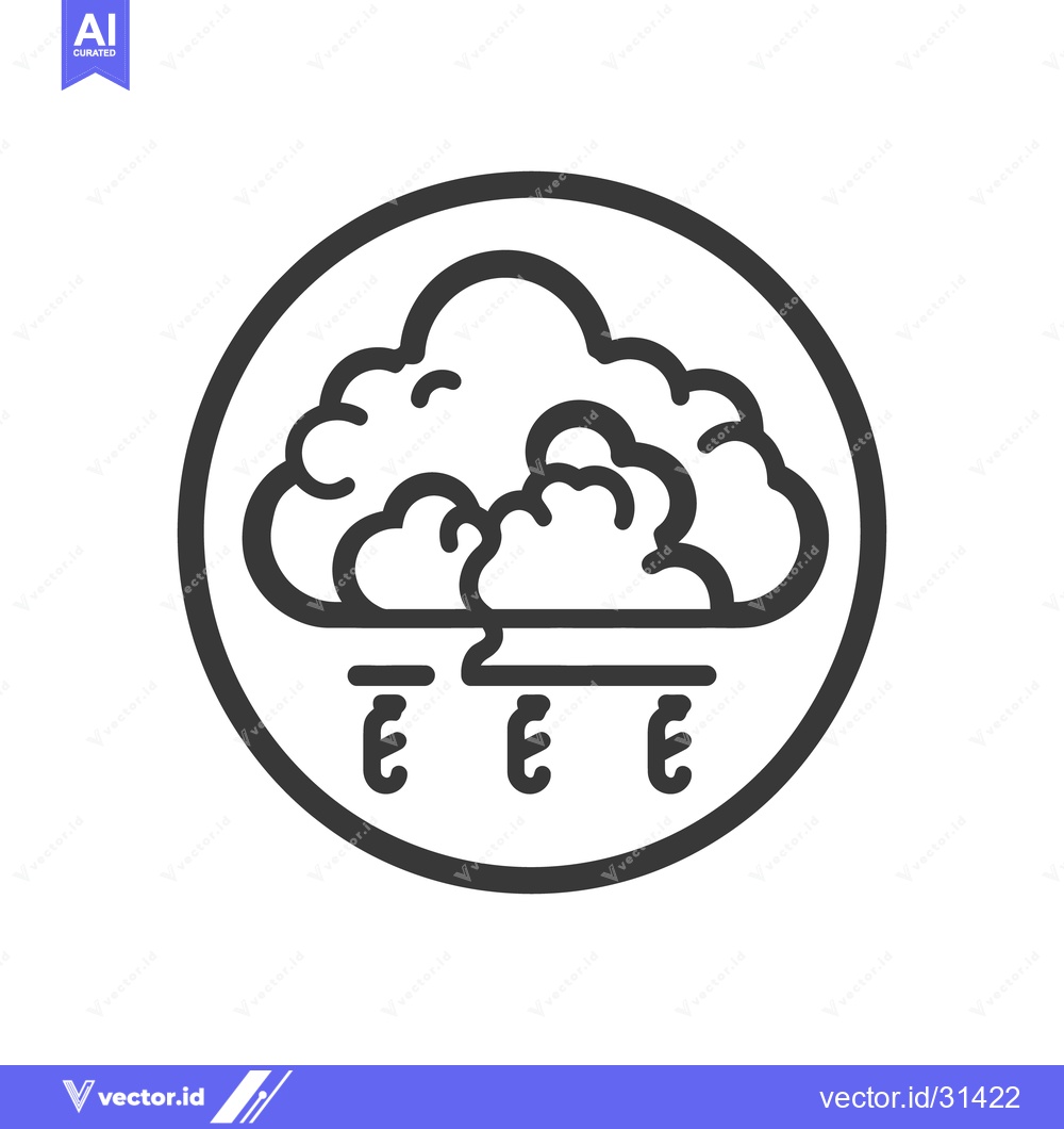 Premium Vector of An icon depicting a dark rainy cloud inside a circular frame