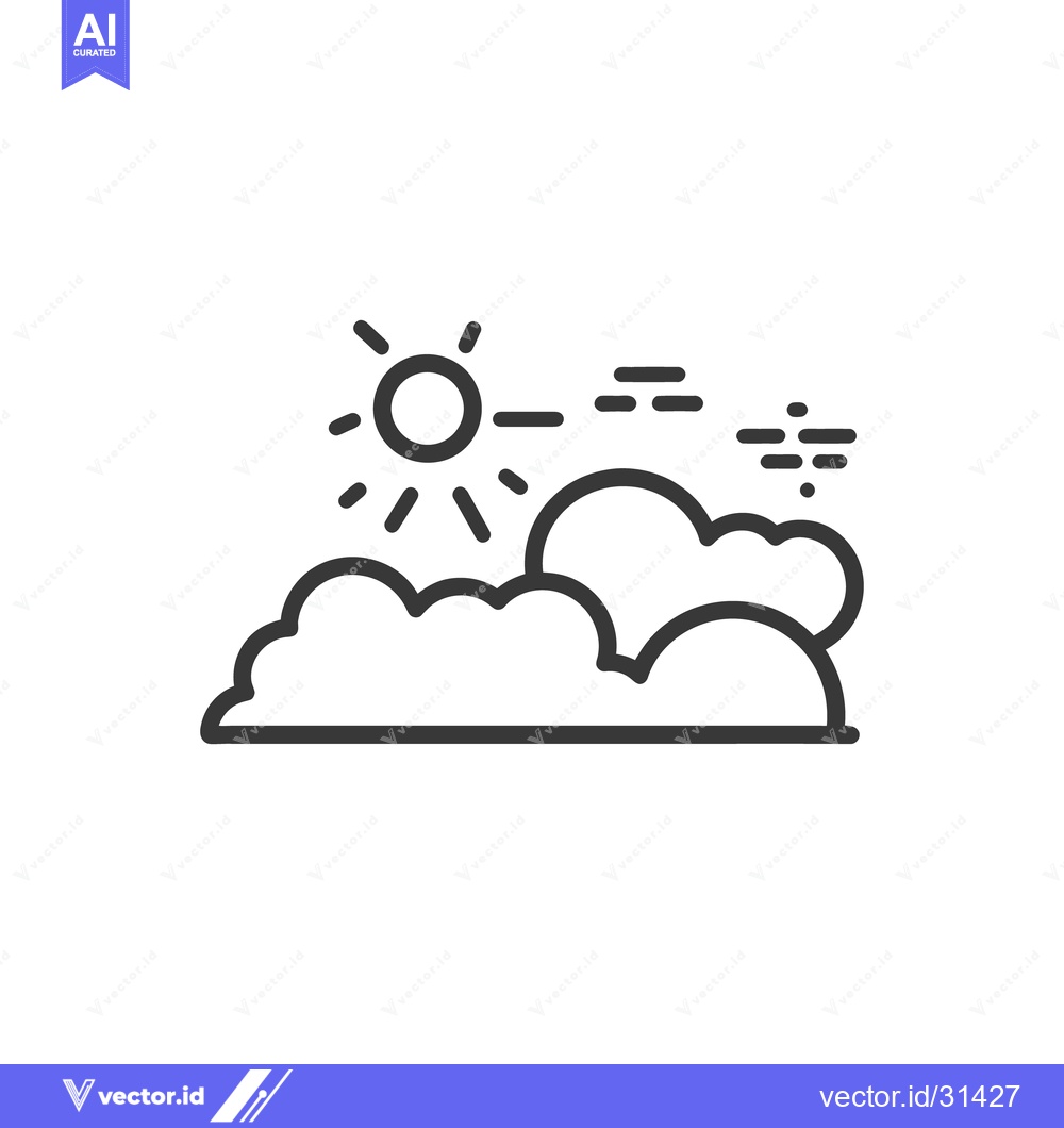 Premium Vector of A simple graphic illustration of sun clouds and wind depiction