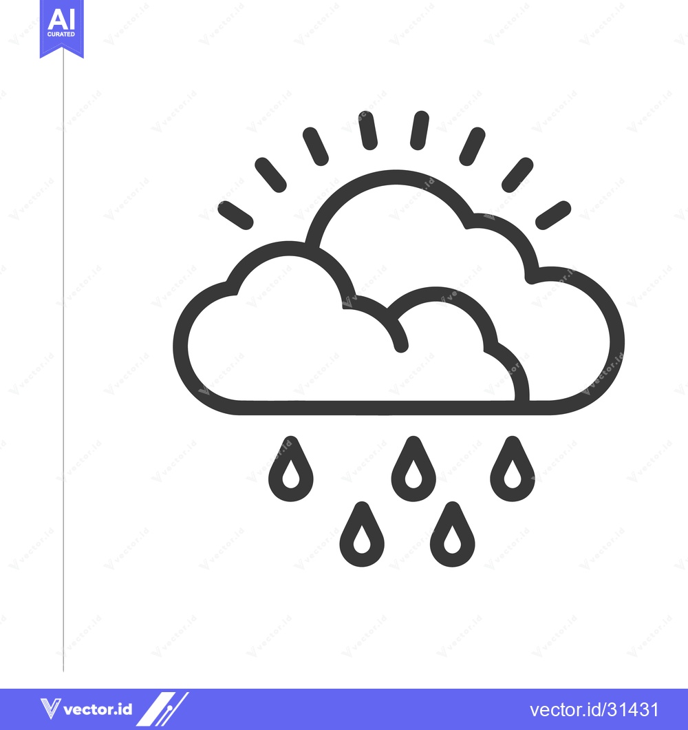 Premium Vector dari A black and white illustration showing clouds sun and rain