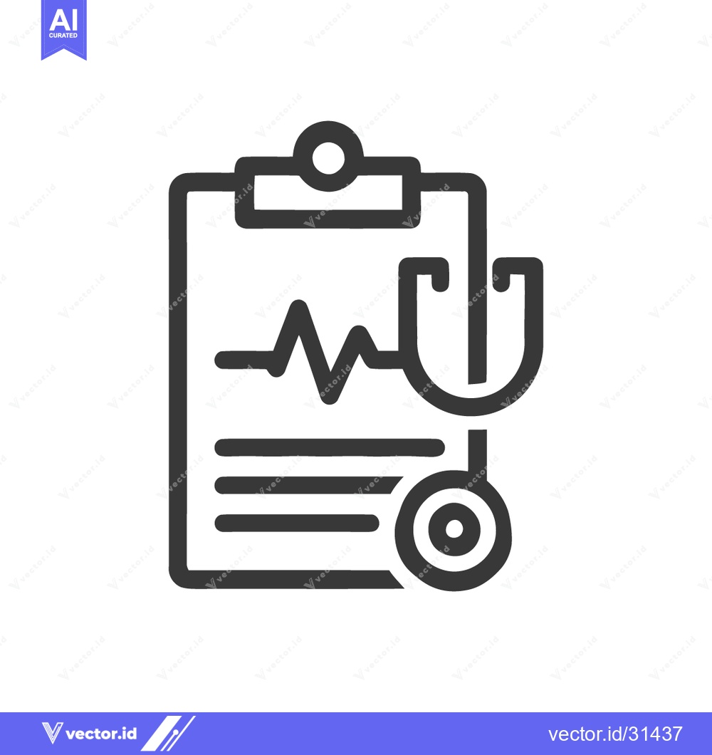 Premium Vector dari Medical Clipboard Icon with Stethoscope and Heartbeat Line