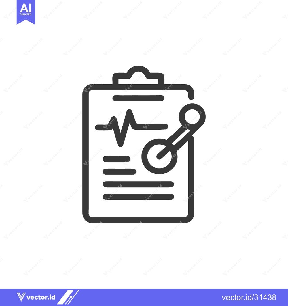 Premium Vector dari Medical Clipboard with Heart Rate and Molecule Outline Icon
